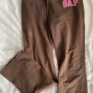 GAP Brown Sweatpants with Pink Logo